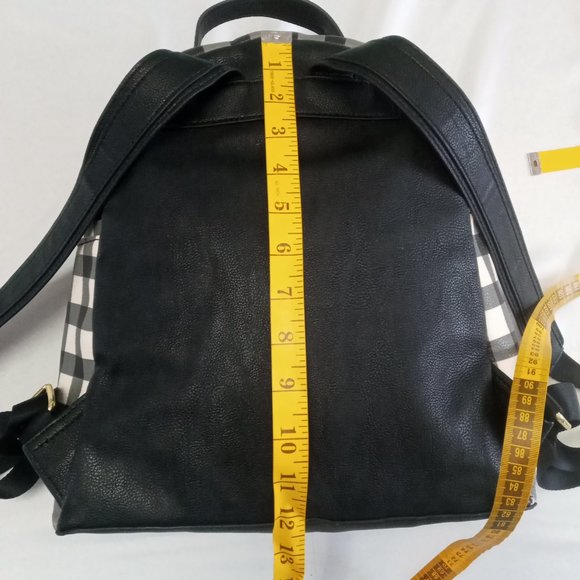 Betsey Johnson Backpack Black and White Gingham Design with Big Rosebud Bow - Picture 5 of 6